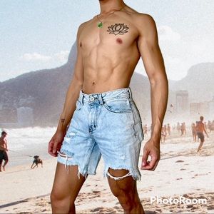 Bershka Light-Wash Denim Shorts